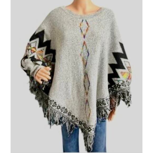 Adora Plus Size Sweater Poncho Boho Style XL, 2XL and 3XL - Picture 1 of 5